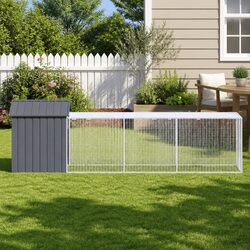 Chicken Cage with Run Specifications 117x405x123 cm Galvanised Steel