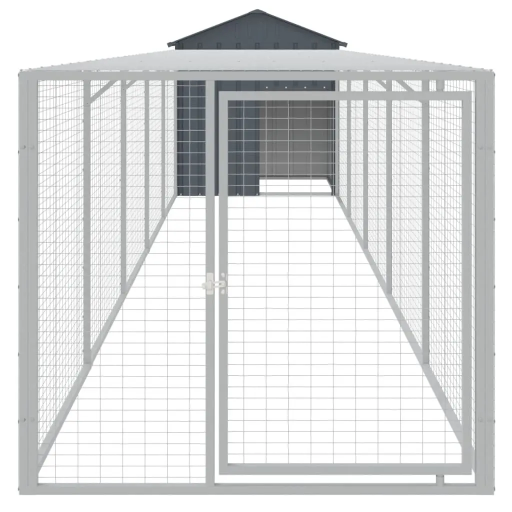 Chicken Cage with Run for Backyard Poultry 117x609x123 cm Galvanised Steel Coop Hen House