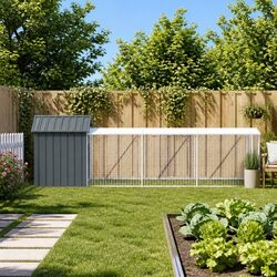 Chicken Cage with Run: 117 x 813 x 123 cm, Galvanised Steel