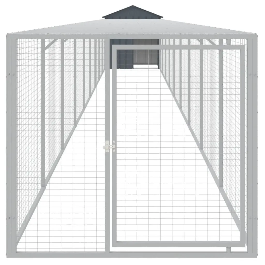 Chicken Cage with Run Anthracite Galvanised Steel Small Animal Habitat Coop