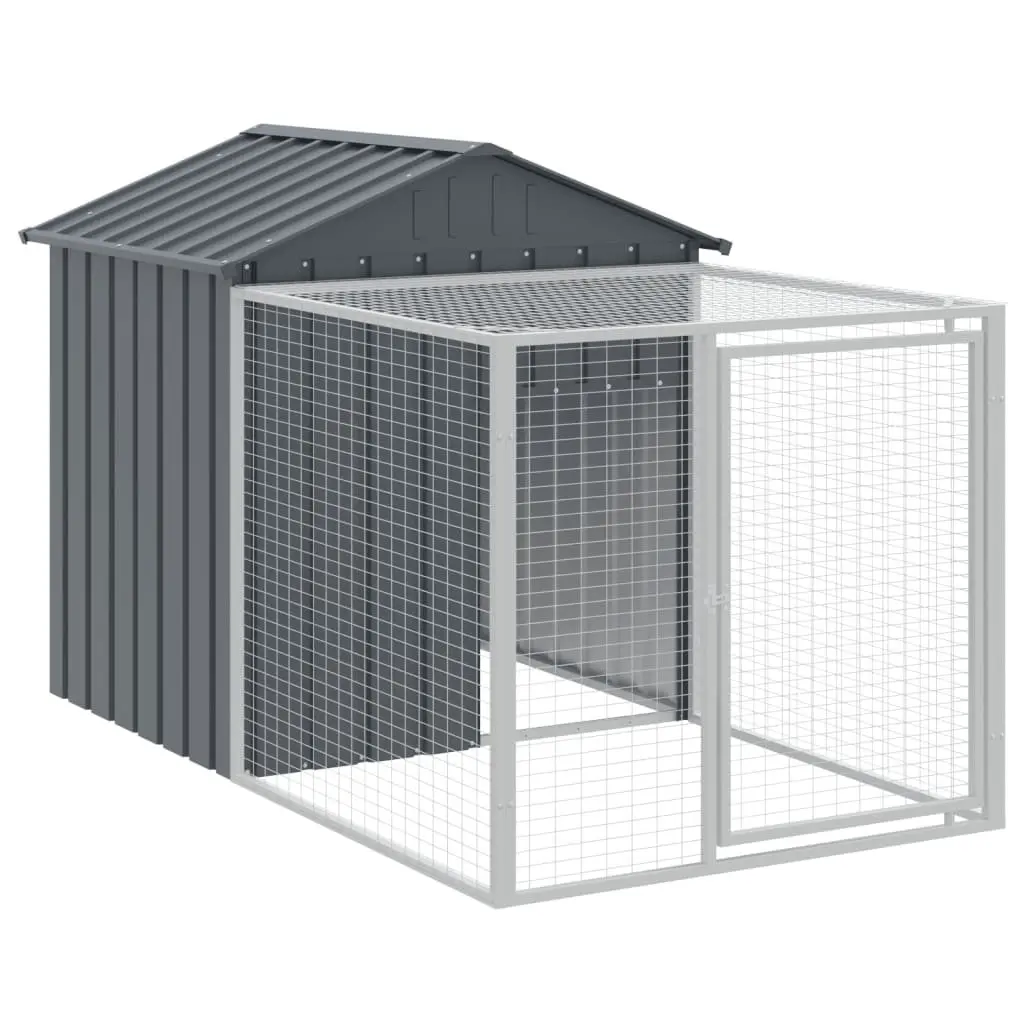 Chicken Cage with Run Anthracite Galvanised Steel Small Animal Habitat Coop