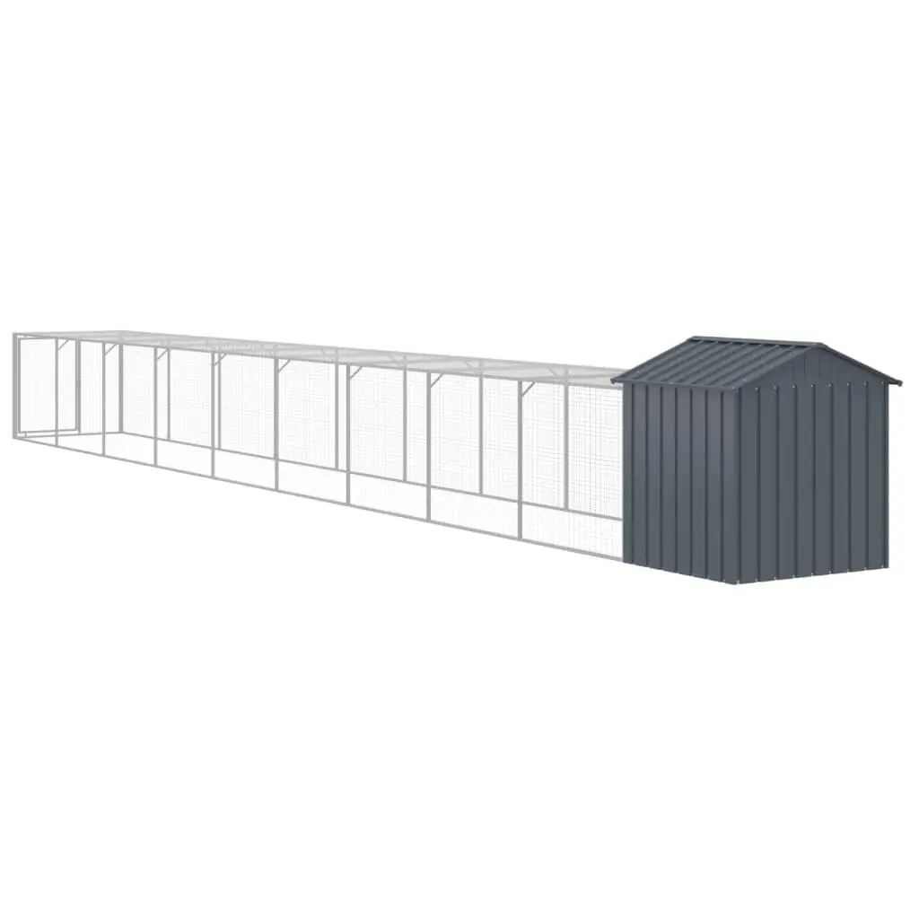 Chicken Cage with Run Anthracite Galvanised Steel Small Animal Habitat Coop