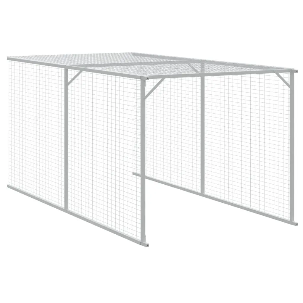 Chicken Cage with Run for Chickens Grey 117x1017x123 cm Galvanised Steel Coop Hen House