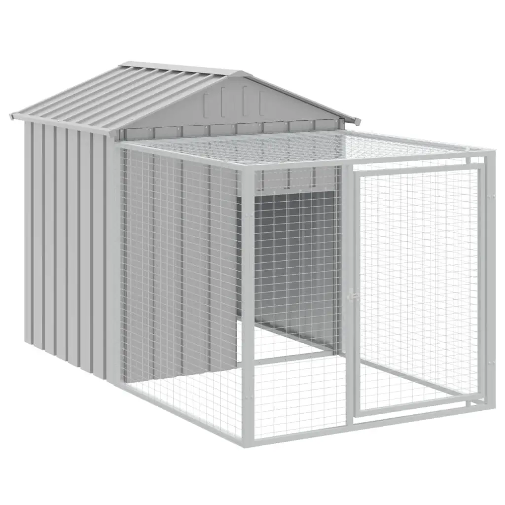 Chicken Cage with Run for Small Animals Light Grey Galvanised Steel
