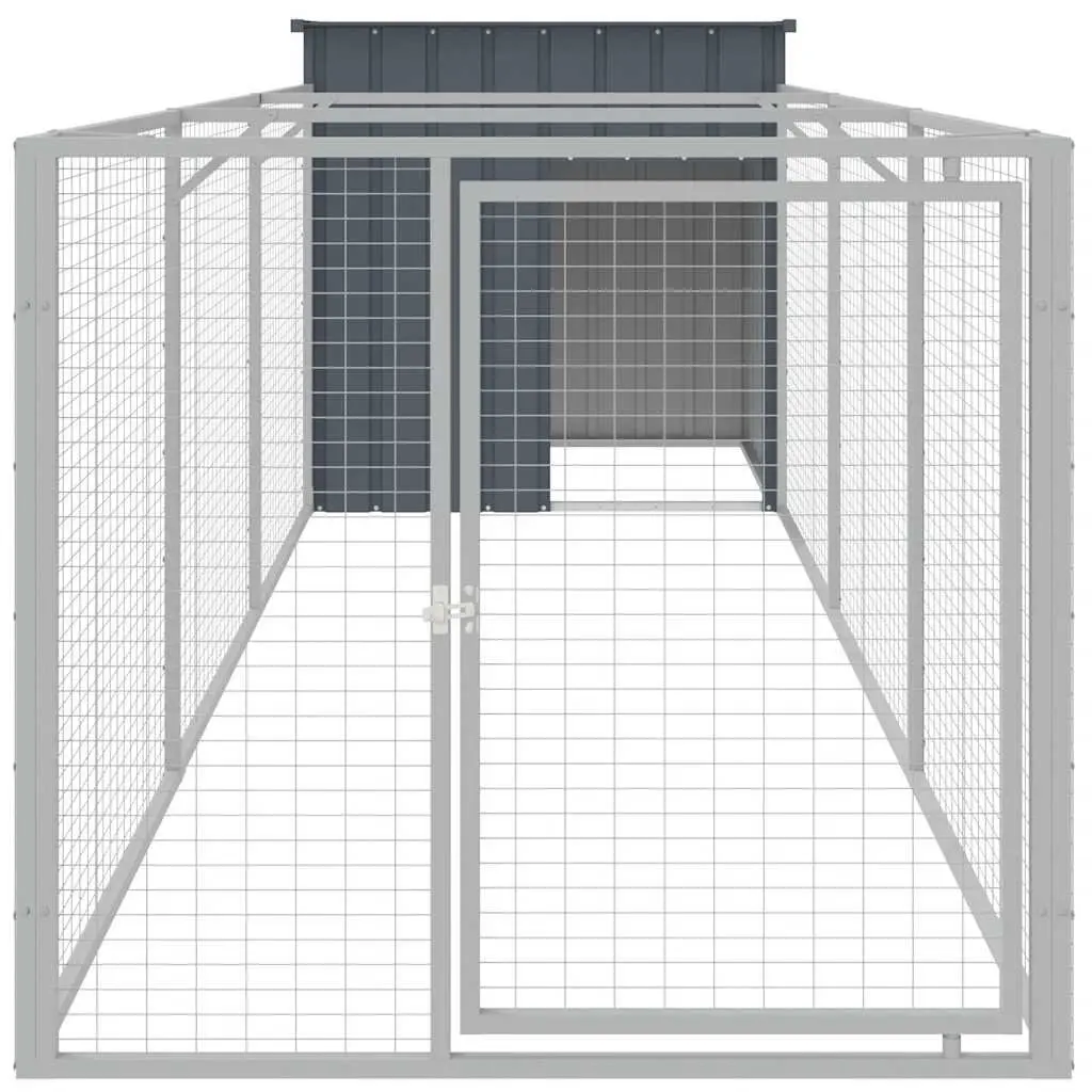Dog Kennel with Run Outdoor Use 110 x 405 x 110 cm Galvanised Steel Anthracite