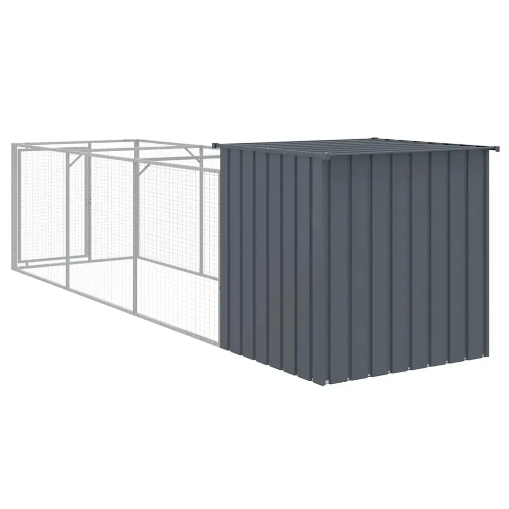 Dog Kennel with Run Outdoor Use 110 x 405 x 110 cm Galvanised Steel Anthracite