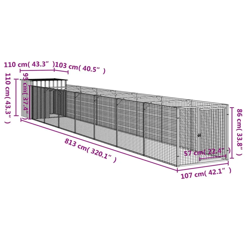 Light Grey Dog House with Run