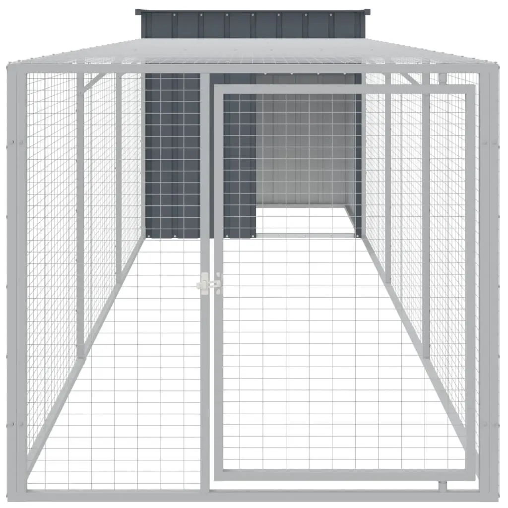 Chicken Cage with Run for Small Animals Anthracite Galvanised Steel 110 x 405 x 110 cm