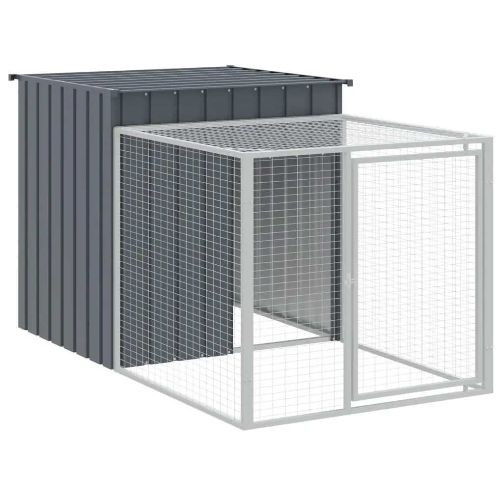 Chicken Cage with Run for Small Animals Anthracite Galvanised Steel 110 x 405 x 110 cm