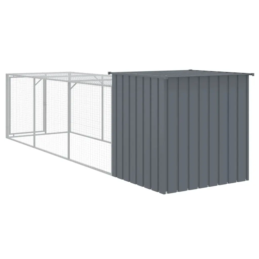 Chicken Cage with Run for Small Animals Anthracite Galvanised Steel 110 x 405 x 110 cm