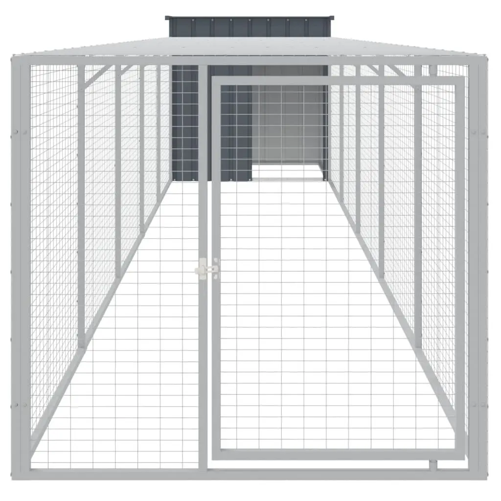 Chicken Cage with Run Anthracite 110x609x110 cm Galvanised Steel Small Animal
