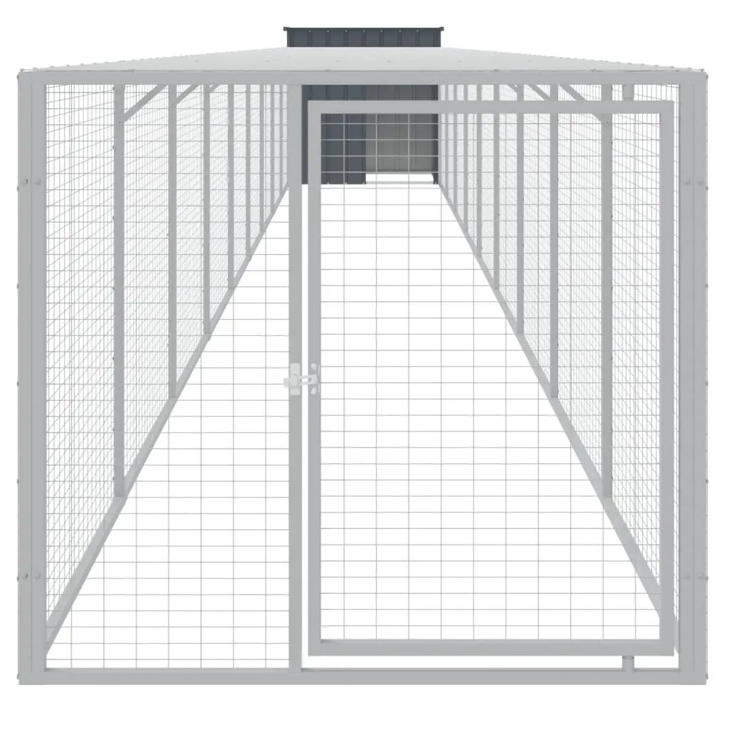 Chicken Cage with Run Anthracite Galvanised Steel Small Animal Habitat Coop
