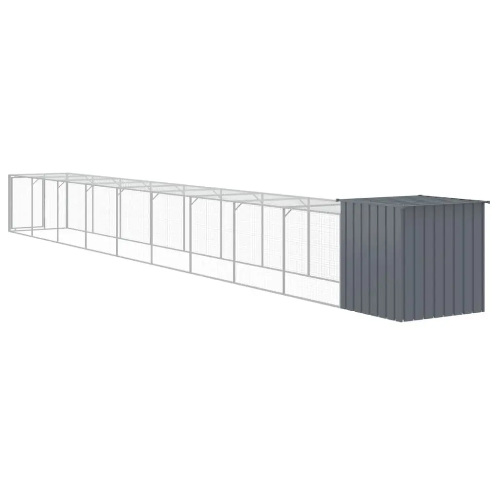 Chicken Cage with Run Anthracite Galvanised Steel Small Animal Habitat Coop