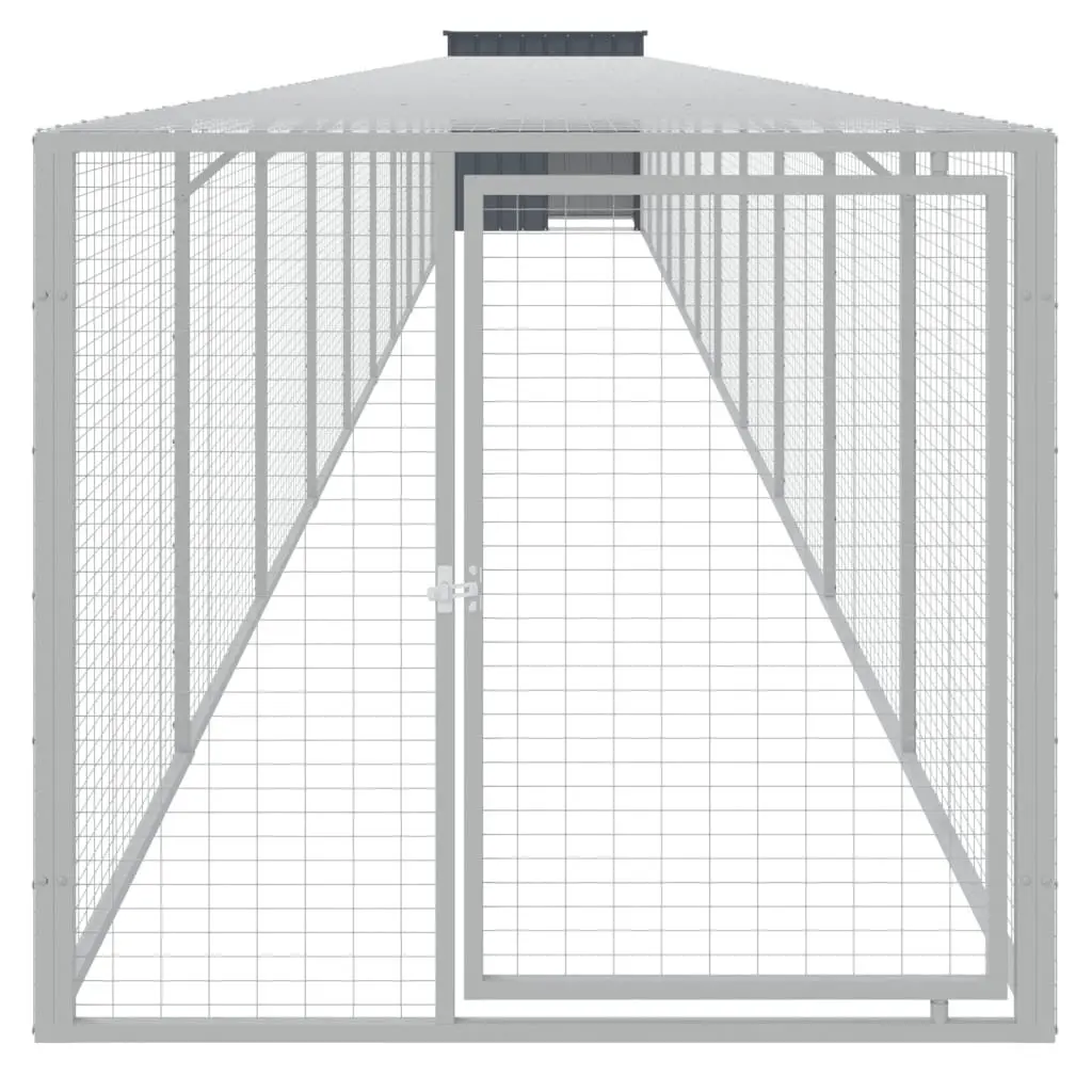 Chicken Cage with Run for Small Animals Anthracite Galvanised Steel 110 x 122 x 110 cm