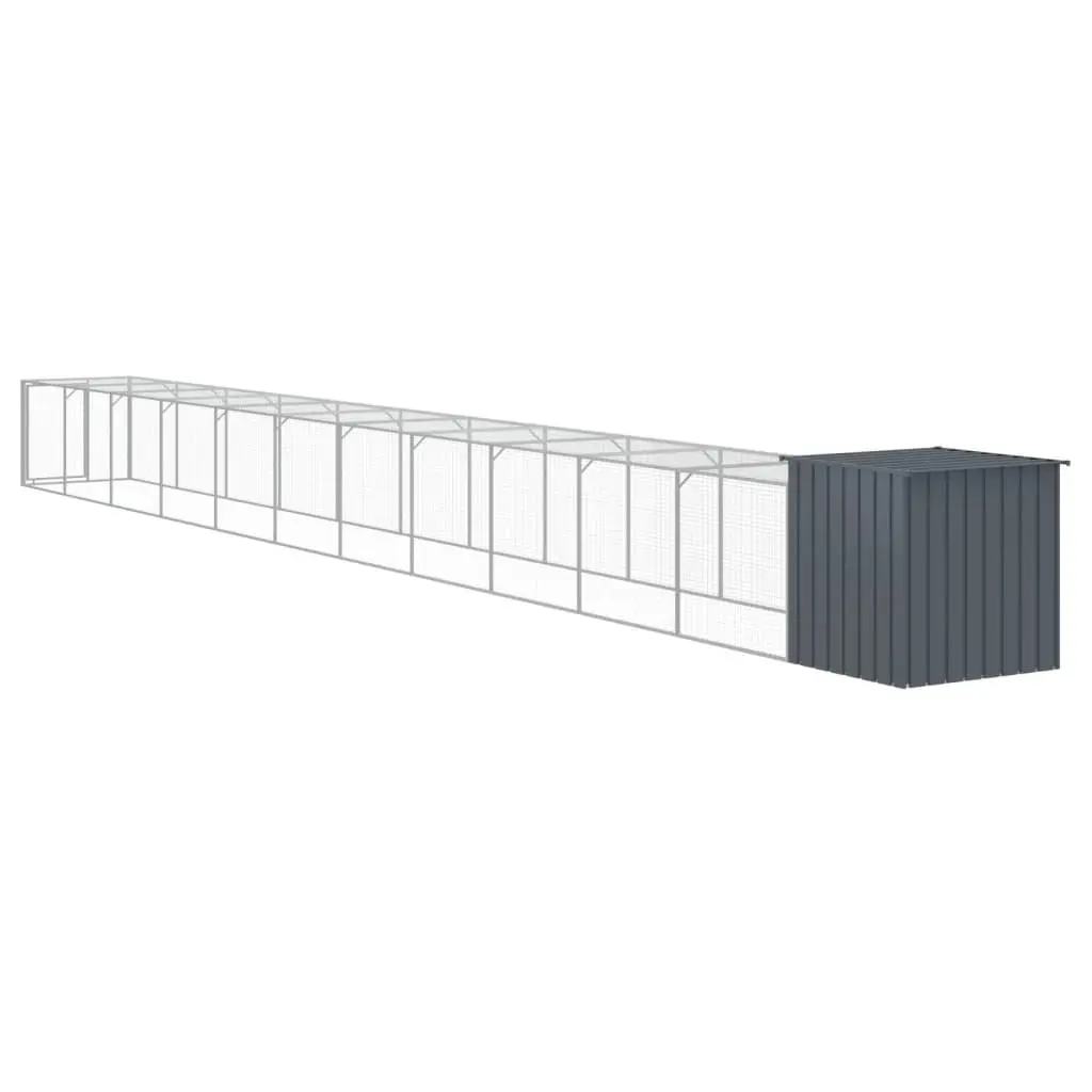 Chicken Cage with Run for Small Animals Anthracite Galvanised Steel 110 x 122 x 110 cm