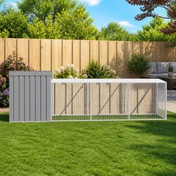 Light Grey Galvanised Steel Chicken Cage with Run