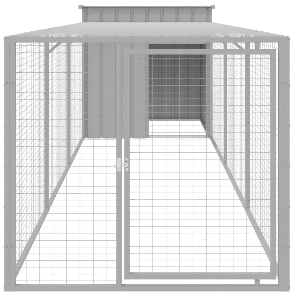 Light Grey Galvanised Steel Chicken Cage with Run