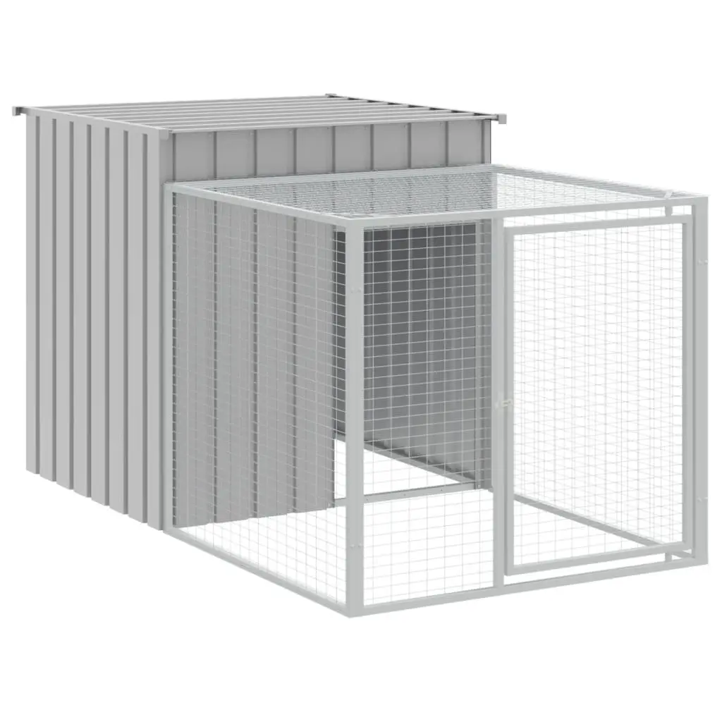 Chicken Cage with Run 110x813x110 cm Galvanised Steel Coop Hen House Grey