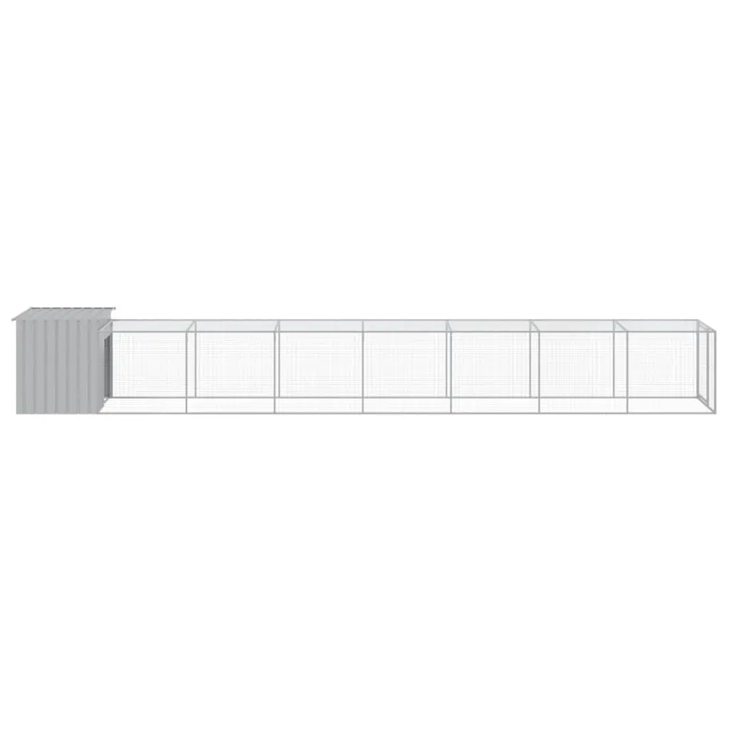Chicken Cage with Run 110x813x110 cm Galvanised Steel Coop Hen House Grey