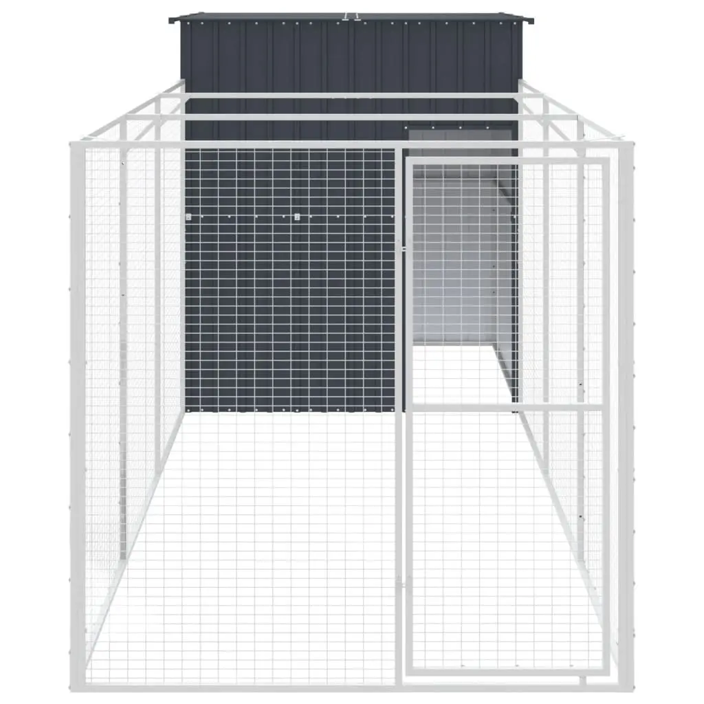 Dog Kennel with Run Outdoor 165x455x181cm Galvanised Steel
