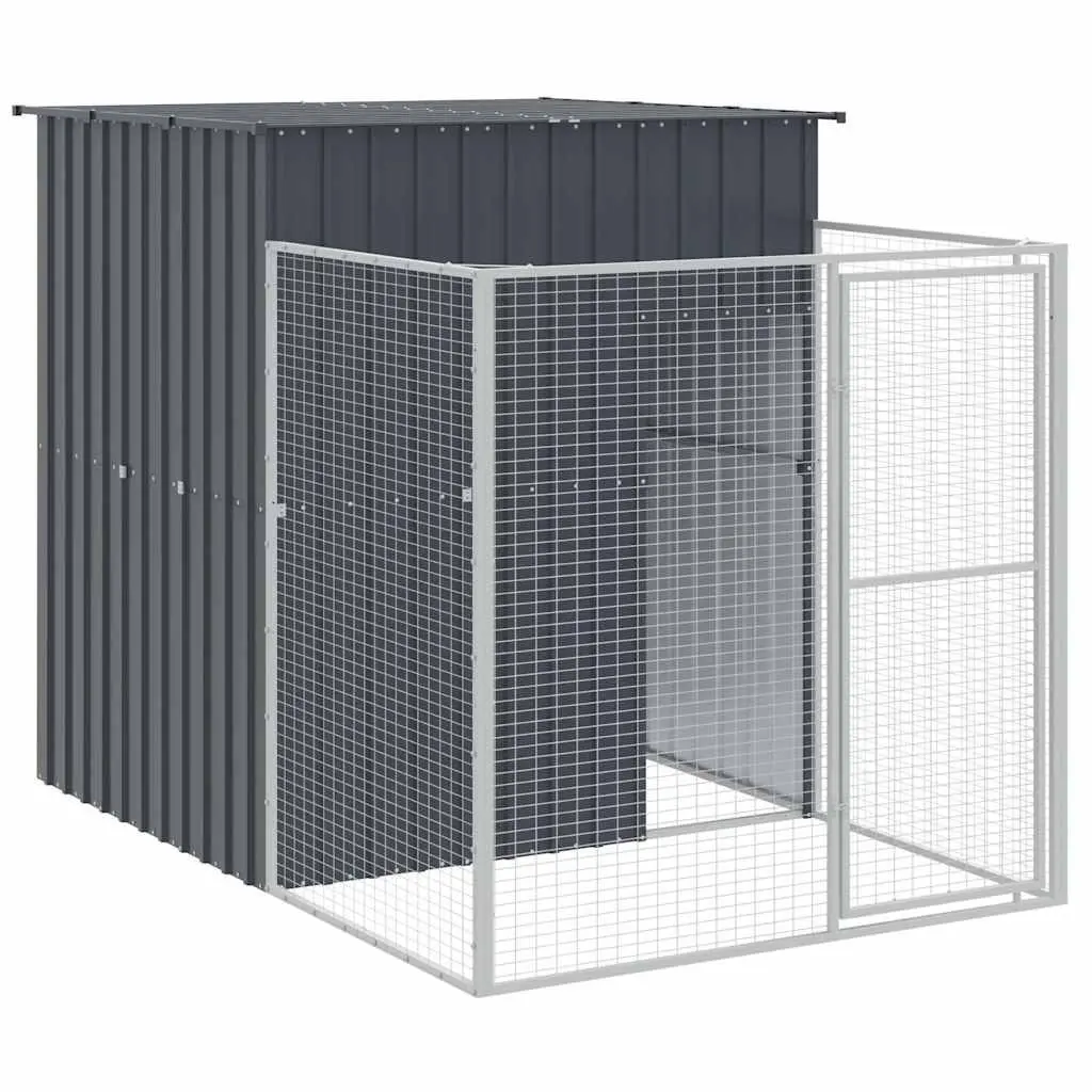 Dog Kennel with Run Outdoor 165x455x181cm Galvanised Steel