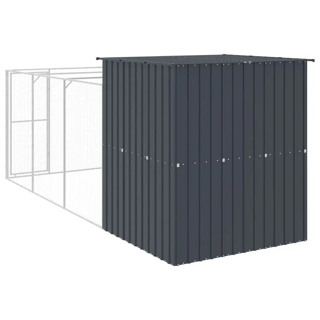 Dog Kennel with Run Outdoor 165x455x181cm Galvanised Steel