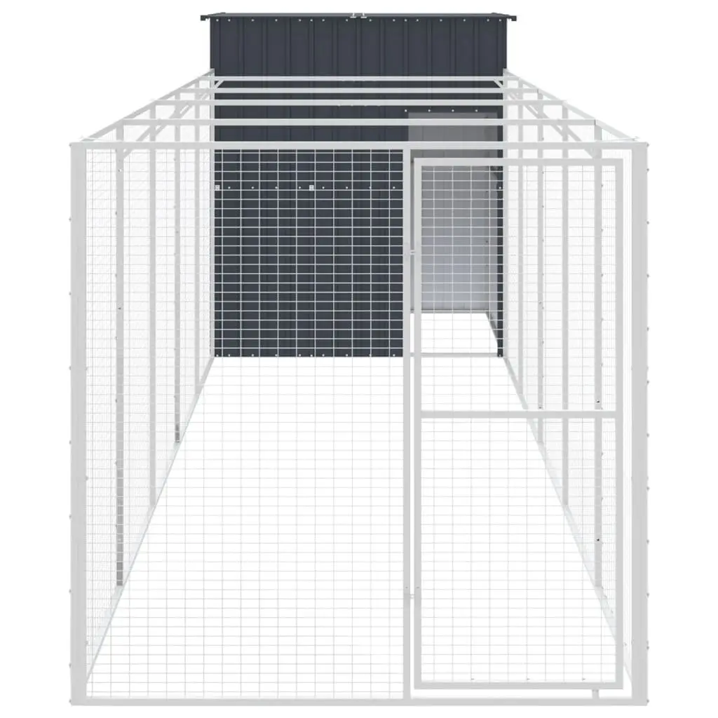 Dog Kennel Outdoor Large Anthracite Galvanised Steel with Run