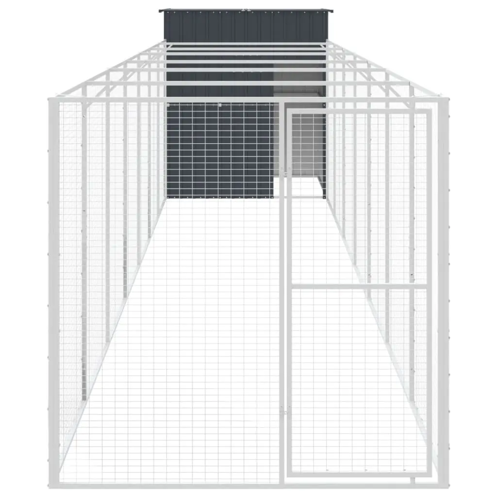Dog House with Run Outdoor Anthracite Galvanised Steel 165 x 863 x 181 cm