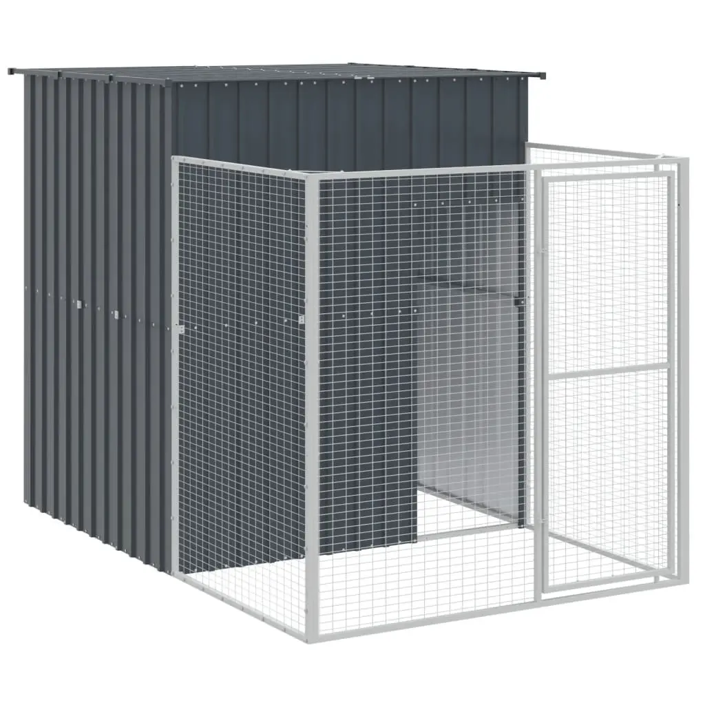 Dog House with Run Outdoor Anthracite Galvanised Steel 165 x 863 x 181 cm