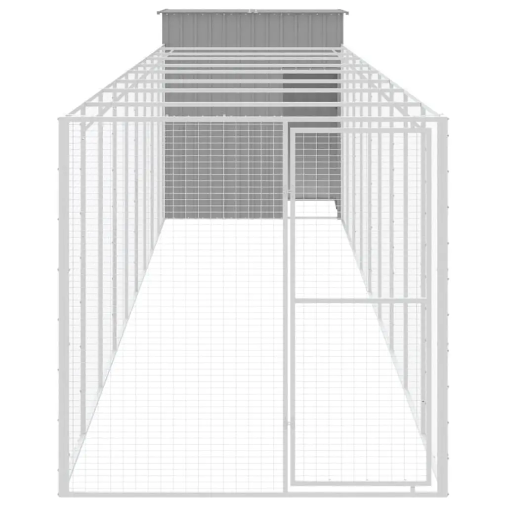 Dog House with Run Outdoor Kennel Galvanised Steel 165 x 106 x 181 cm