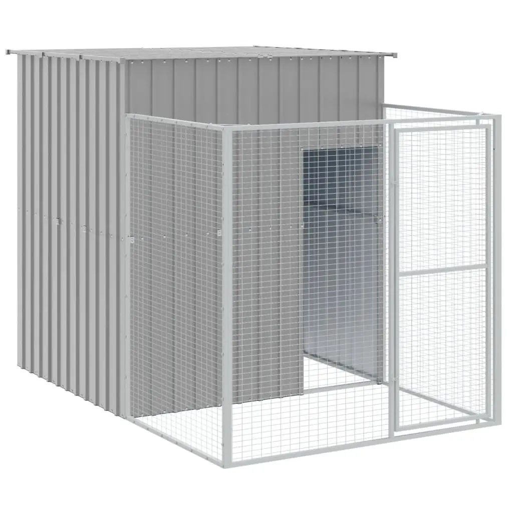 Dog House with Run Outdoor Kennel Galvanised Steel 165 x 106 x 181 cm