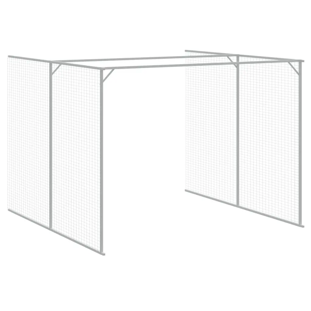 Dog House with Run Anthracite Galvanised Steel Outdoor Pet Enclosure Kennel