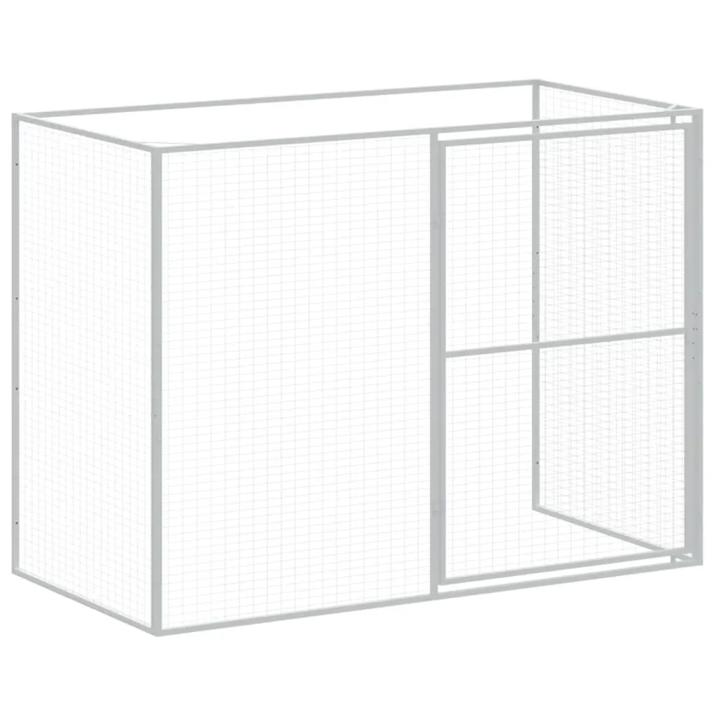 Dog House with Run Anthracite Galvanised Steel Outdoor Pet Enclosure Kennel