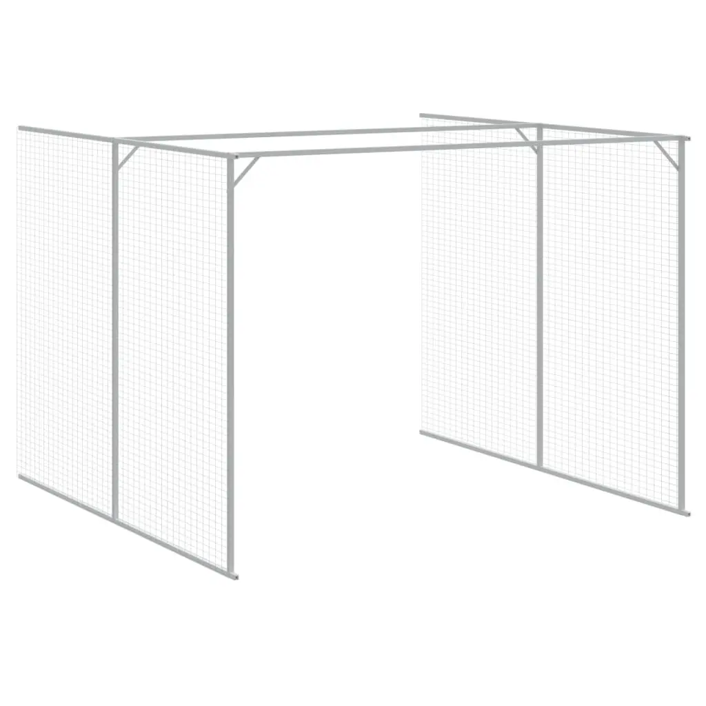 Dog House with Run for Outdoor Use Light Grey Galvanised Steel