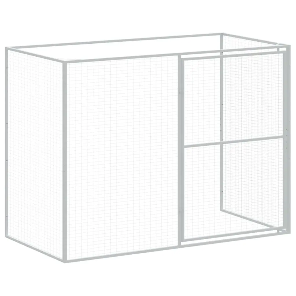 Dog House with Run for Outdoor Use Light Grey Galvanised Steel