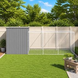 Light Grey Outdoor Dog House with Run Specifications