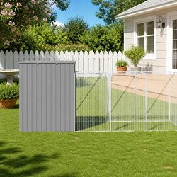 Specifications of Grey Galvanised Steel Dog House with Run