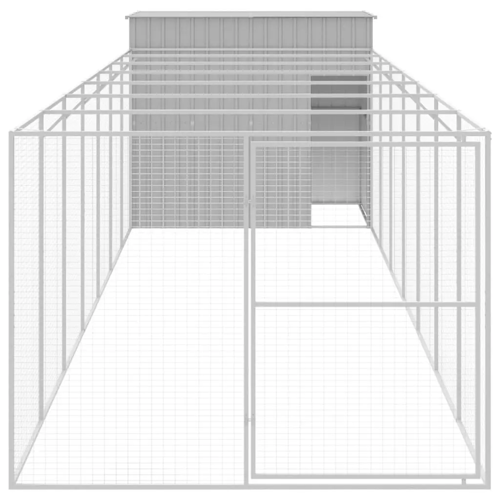 Dog Kennel Outdoor Run Grey Galvanised Steel 214 x 865 x 181 cm