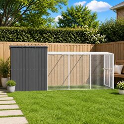 Specifications for Dog House with Run in Anthracite Steel