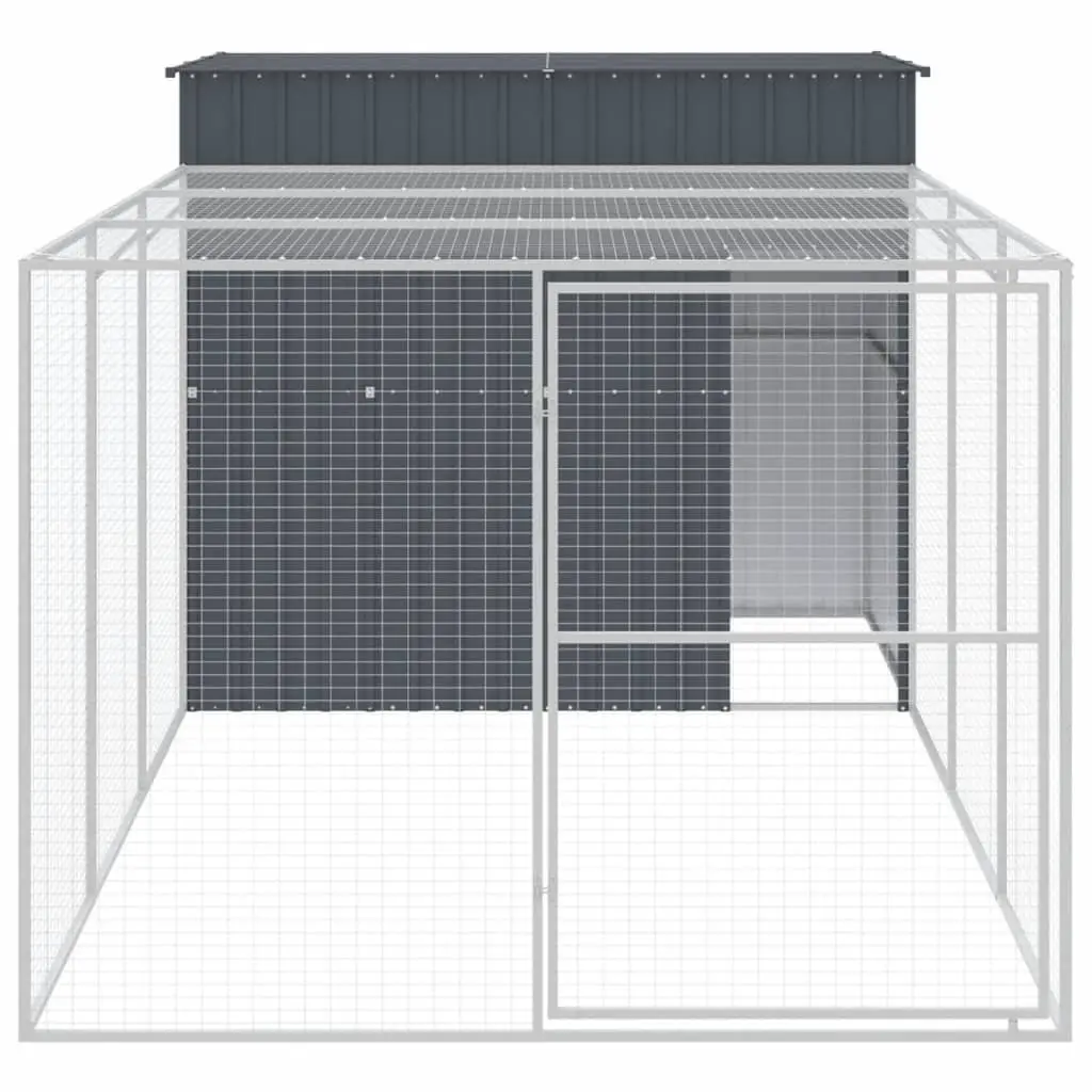 Dog House with Run in Anthracite Steel
