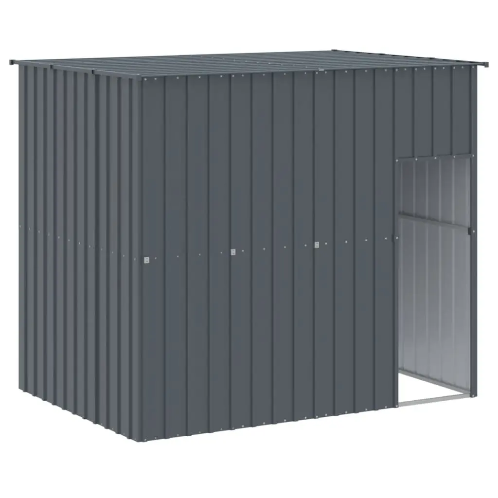 Outdoor Dog Kennel with Run Galvanised Steel Anthracite Spacious Pet House for Play and Exercise 214 x 661 x 181 cm