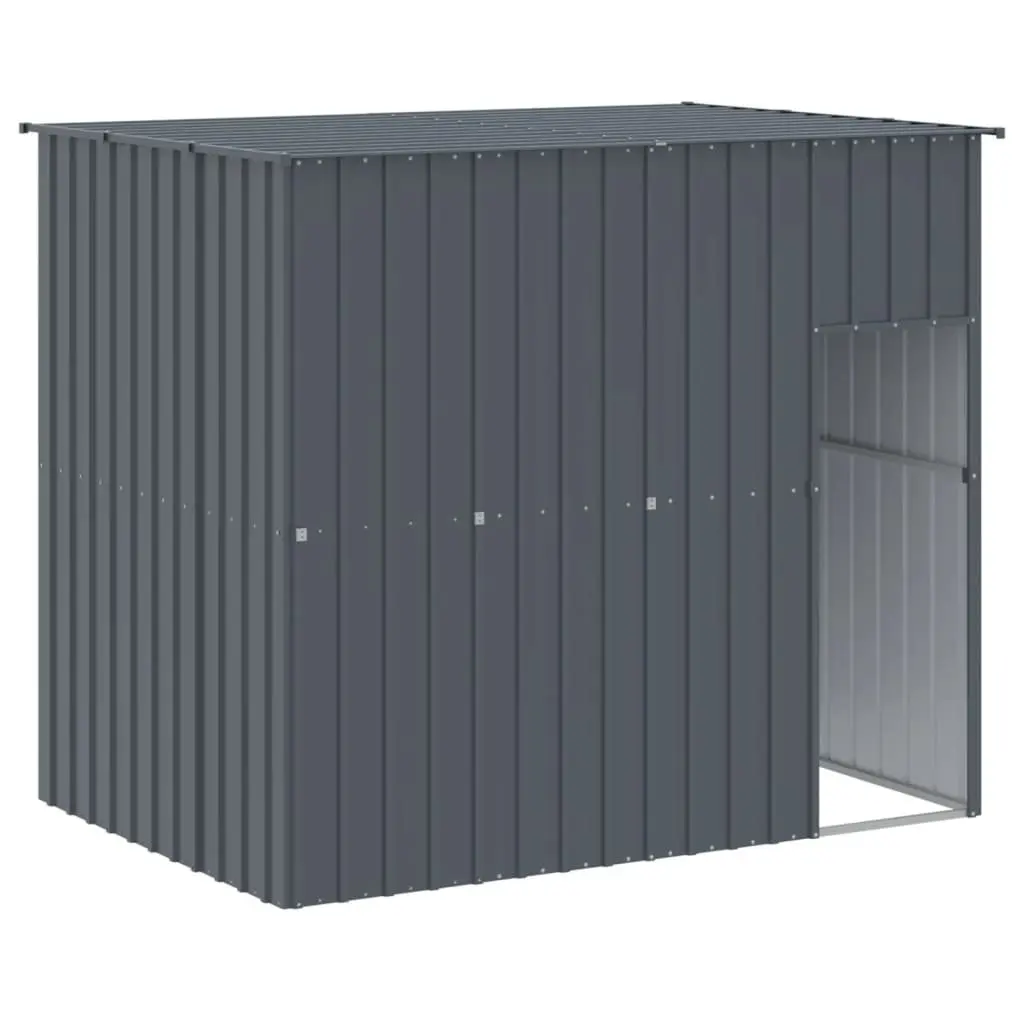 Dog Kennel Outdoor with Run Anthracite Galvanised Steel 214 x 865 x 181 cm