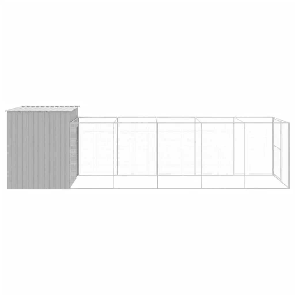 Dog House with Run Outdoor Pet Enclosure Large Galvanised Steel 214 x 661 x 181 cm