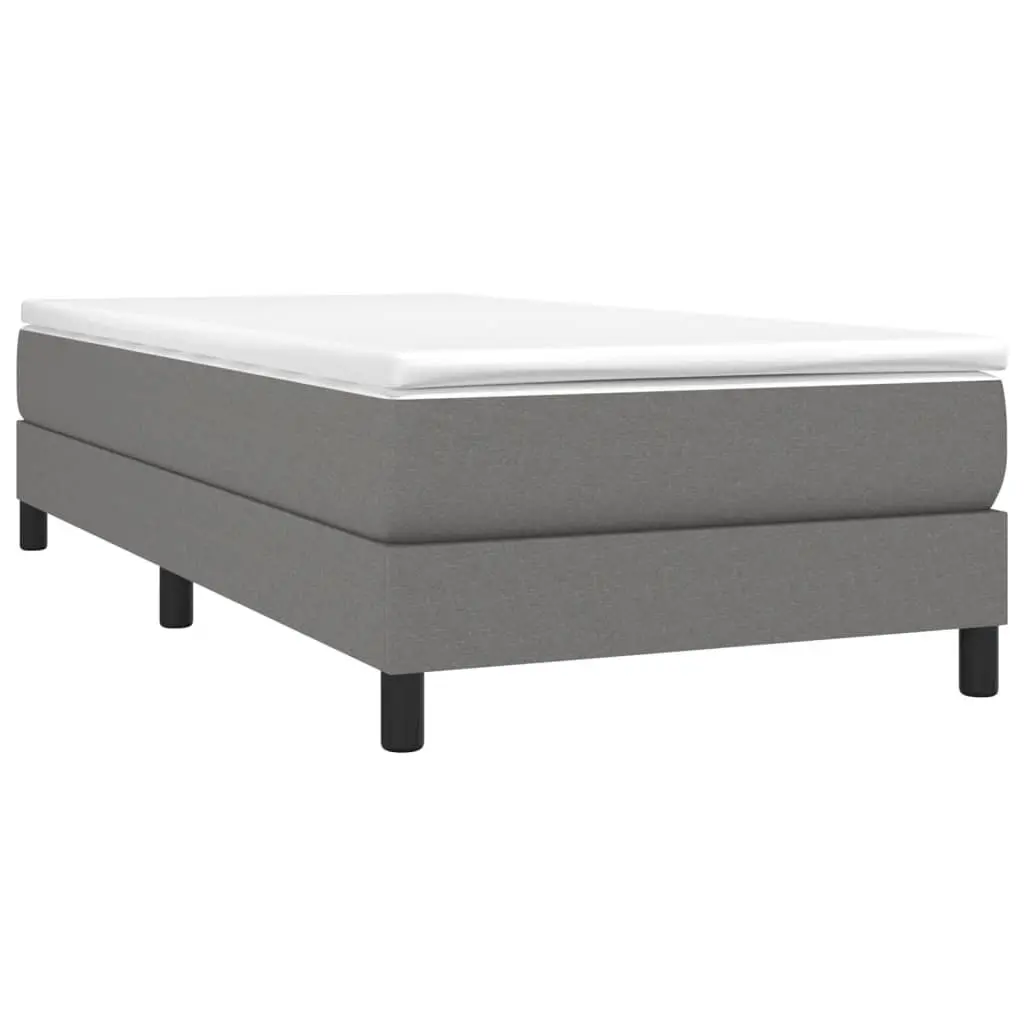 Box Spring Bed Frame King Single Grey Fabric Upholstered Bedroom Furniture