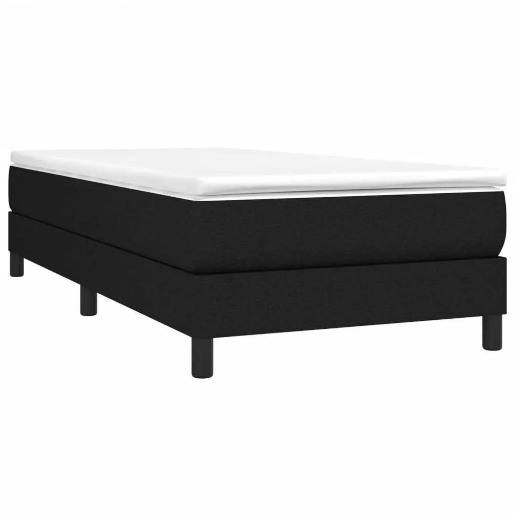 Box Spring Bed Frame King Single Size Black Fabric Supportive Plywood Slats