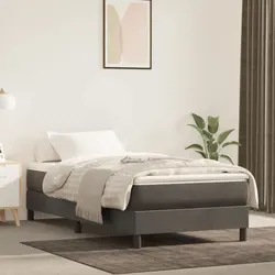 Grey Velvet Box Spring Bed Frame - King Single Size