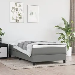 Box Spring Bed with Pocket Spring Mattress: 100x200 cm Grey