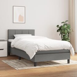 Box Spring Bed Specifications: 100 x 200 cm Grey Fabric