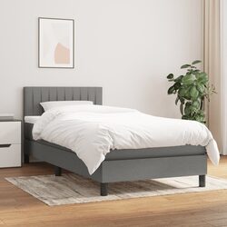 Box Spring Bed with Pocket Spring Mattress - 100x200 cm Grey