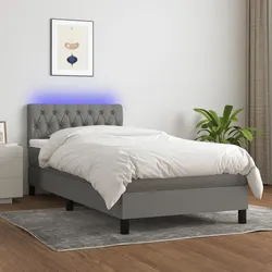Box Spring Bed with Pocket Spring Mattress 100x200cm Grey